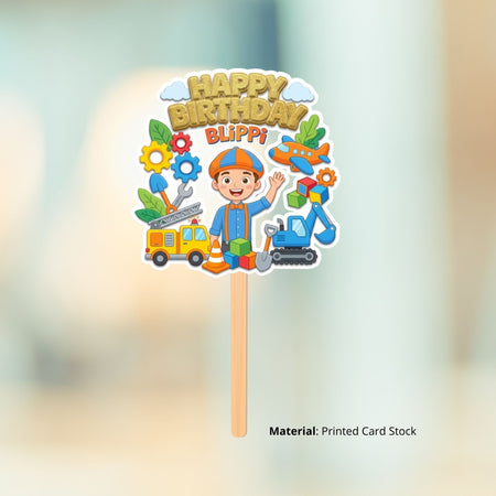 Blippi Birthday Cake Topper for Kids | Premium 300 GSM Cardstock | Cute Cartoon Party Decoration | Cake Decoration Topper for Birthday Party Supplies