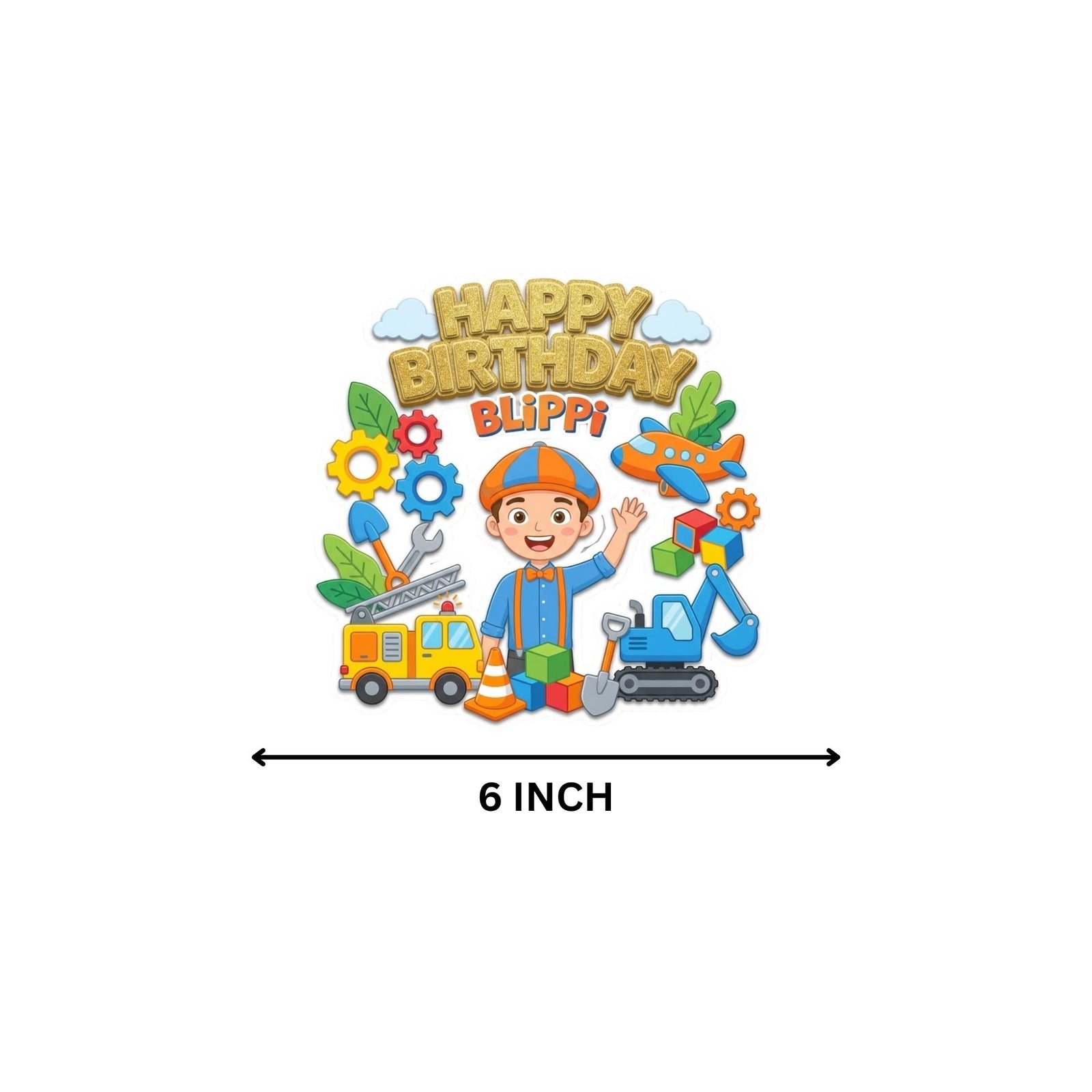Blippi Birthday Cake Topper for Kids | Premium 300 GSM Cardstock | Cute Cartoon Party Decoration | Cake Decoration Topper for Birthday Party Supplies