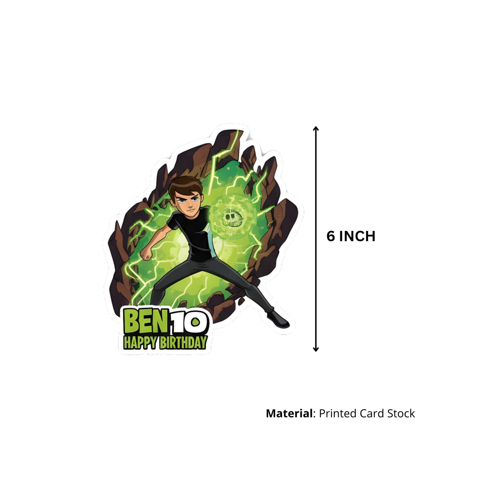 Ben10 Theme Birthday Cutouts (6 inches/250 GSM Cardstock/Mixcolour/12Pcs)