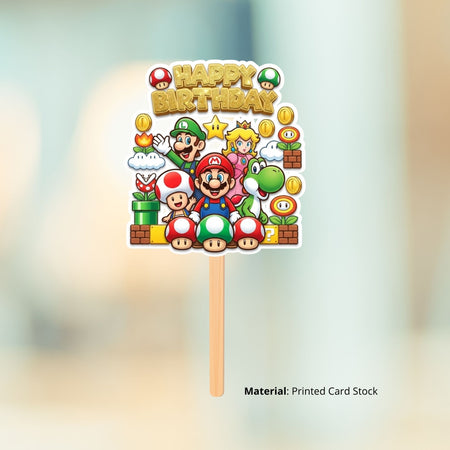 Super Mario Birthday Cake Topper for Kids | Premium 300 GSM Cardstock | Cute Cartoon Party Decoration | Cake Decoration Topper for Birthday Party Supplies