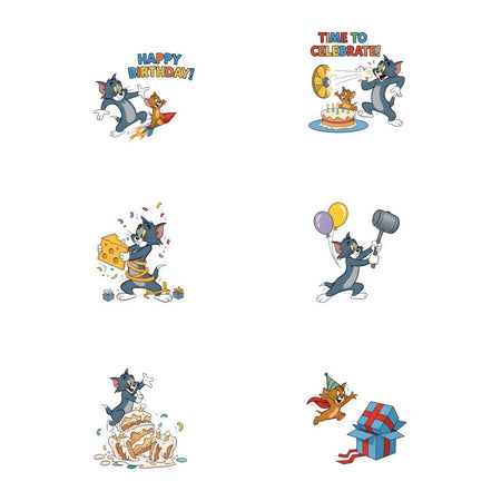Tom & Jerry Theme Birthday Cutouts (6 inches/250 GSM Cardstock/Mixcolour/12Pcs)