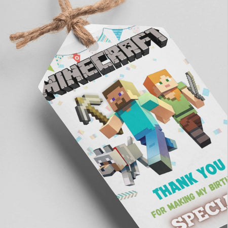Minecraft Theme Thank You Cards & Return Gift Tags - 30Pcs, 2x3.5, 250 GSM Cardstock, Green & Black (Minecraft 1)