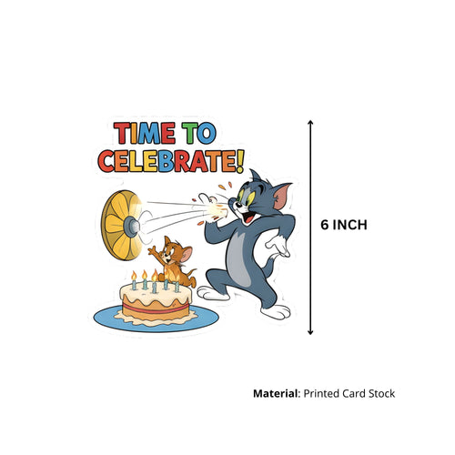Load image into Gallery viewer, Tom &amp; Jerry Theme Birthday Cutouts (6 inches/250 GSM Cardstock/Mixcolour/12Pcs)
