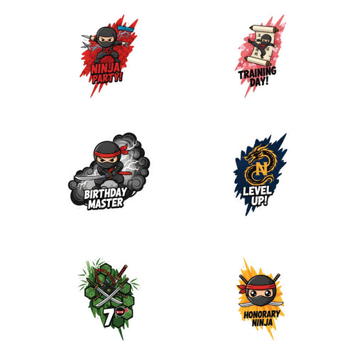 Load image into Gallery viewer, Ninja Theme Birthday Cutouts (6 inches/250 GSM Cardstock/Mixcolour/12Pcs)
