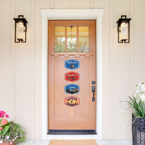 Load image into Gallery viewer, SuperHero Door/Wall Hanging Dangler- (42 Inches/250 GSM Cardstock/Red &amp; Blue/6Pcs)
