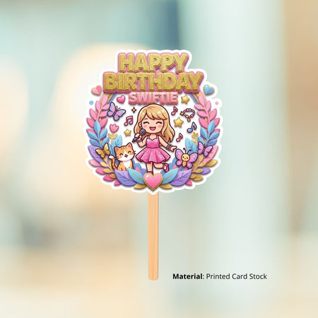 Kawaii Singing/Music Birthday Cake Topper for Kids | Premium 300 GSM Cardstock | Cute Cartoon Party Decoration | Cake Decoration Topper for Birthday Party Supplies