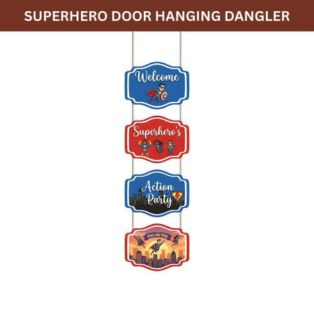 SuperHero Door/Wall Hanging Dangler- (42 Inches/250 GSM Cardstock/Red & Blue/6Pcs)