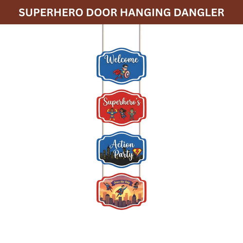 Load image into Gallery viewer, SuperHero Door/Wall Hanging Dangler- (42 Inches/250 GSM Cardstock/Red &amp; Blue/6Pcs)
