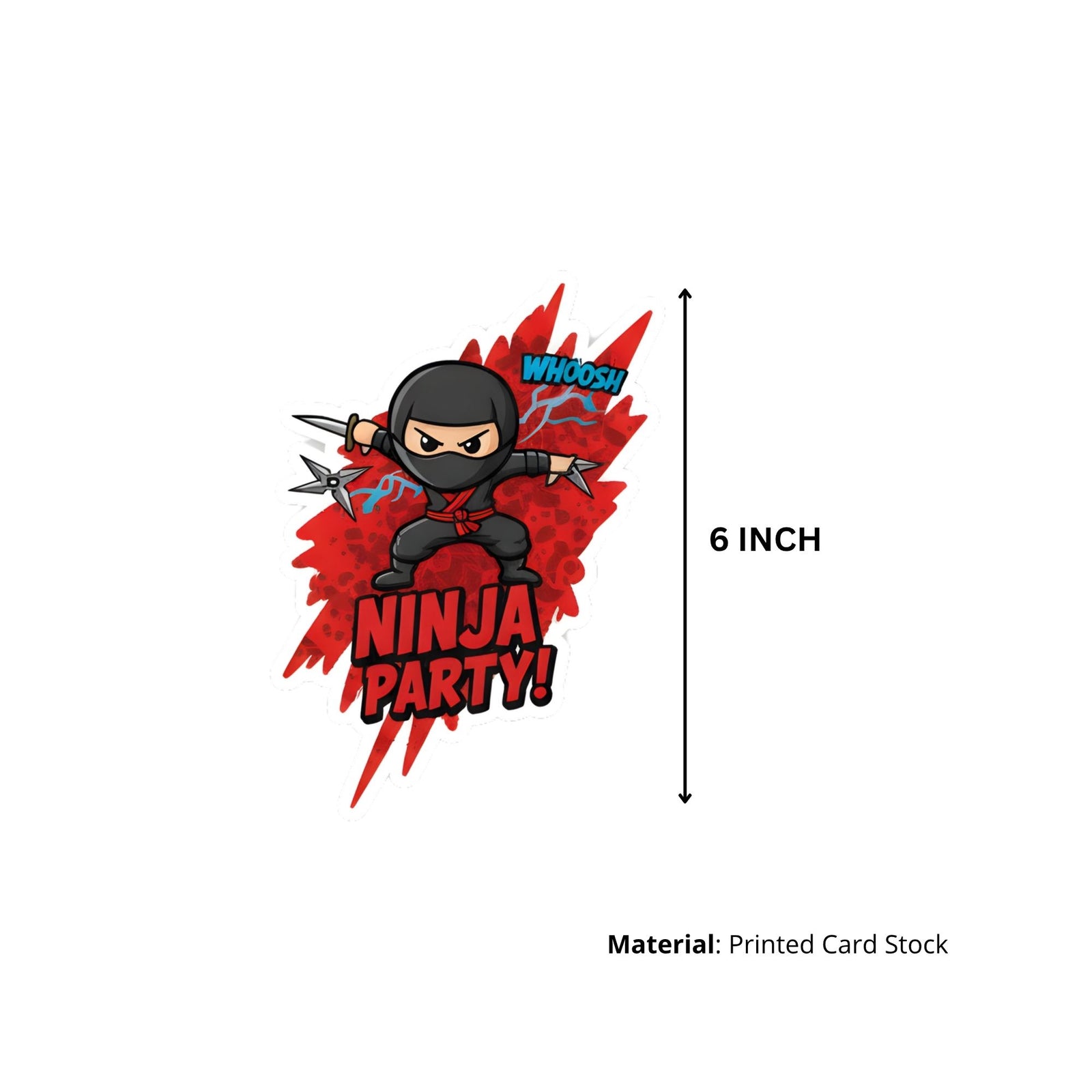 Ninja Theme Birthday Cutouts (6 inches/250 GSM Cardstock/Mixcolour/12Pcs)