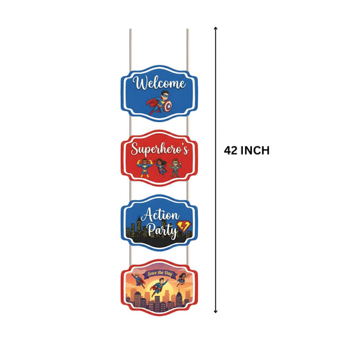 Load image into Gallery viewer, SuperHero Door/Wall Hanging Dangler- (42 Inches/250 GSM Cardstock/Red &amp; Blue/6Pcs)
