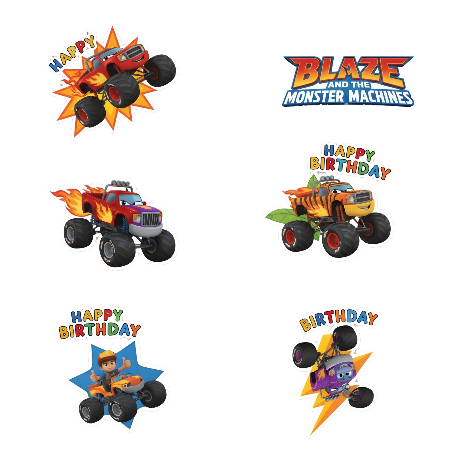 Blaze And The Monster Machines Theme Birthday Cutouts (6 inches/250 GSM Cardstock/Mixcolour/12Pcs)