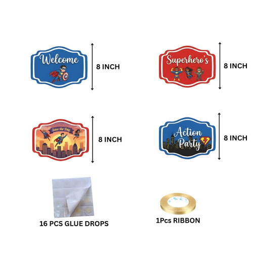 Load image into Gallery viewer, SuperHero Door/Wall Hanging Dangler- (42 Inches/250 GSM Cardstock/Red &amp; Blue/6Pcs)
