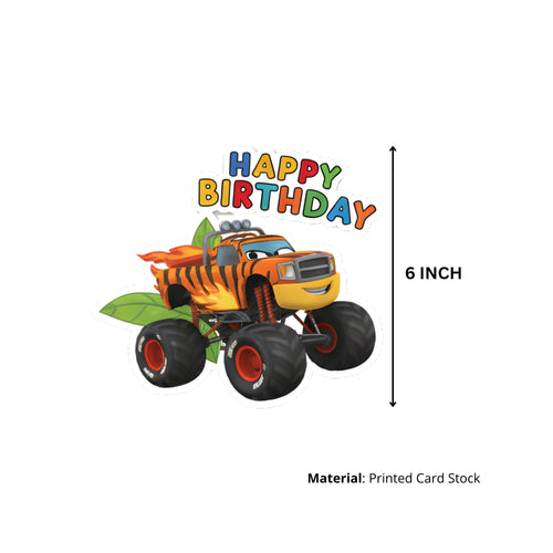 Load image into Gallery viewer, Blaze And The Monster Machines Theme Birthday Cutouts (6 inches/250 GSM Cardstock/Mixcolour/12Pcs)
