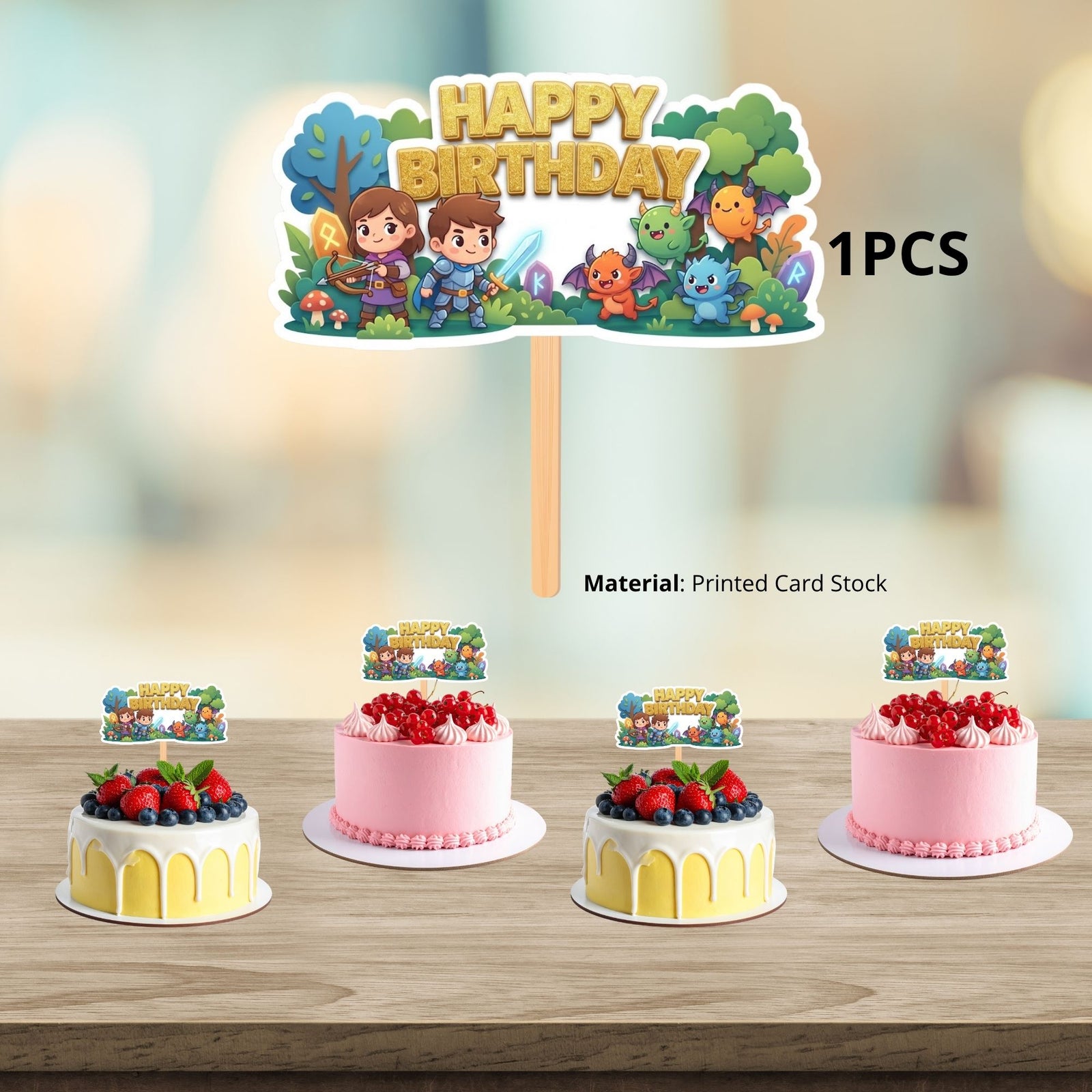 Jungle Safari Birthday Cake Topper for Kids | Premium 300 GSM Cardstock | Cute Cartoon Party Decoration | Cake Decoration Topper for Birthday Party Supplies