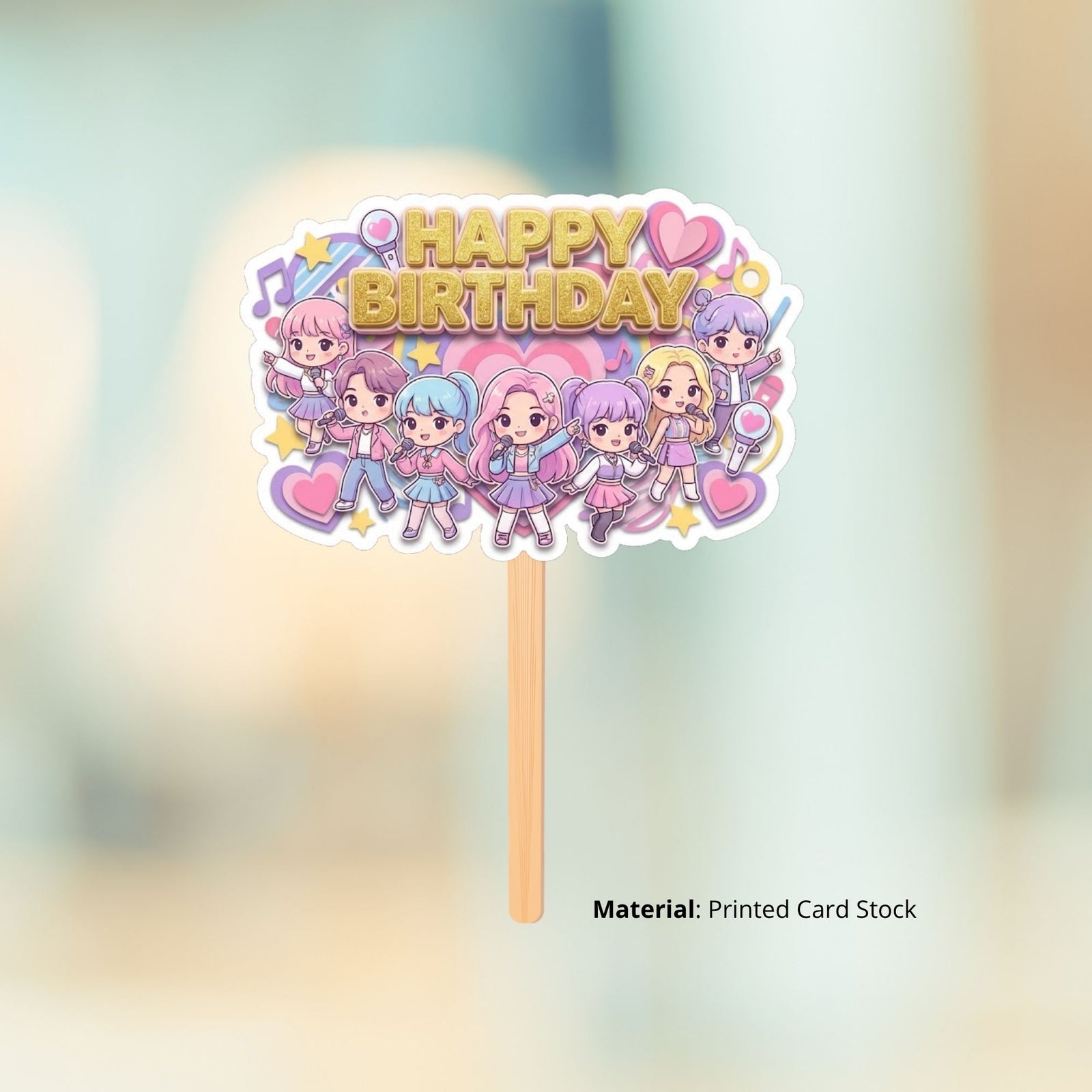 K-Pop Demon Hunters Birthday Cake Topper for Kids | Premium 300 GSM Cardstock | Cute Cartoon Party Decoration | Cake Decoration Topper for Birthday Party Supplies