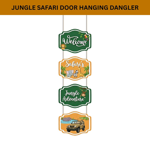 Load image into Gallery viewer, Jungle Safari Door/Wall Hanging Dangler- (42 Inches/250 GSM Cardstock/Green &amp; Orange/6Pcs)
