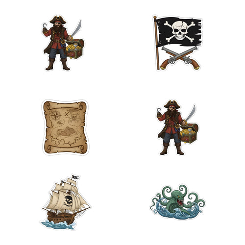 Load image into Gallery viewer, Pirate Theme Birthday Cutouts (6 inches/250 GSM Cardstock/Mixcolour/12Pcs)

