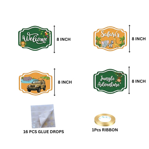 Load image into Gallery viewer, Jungle Safari Door/Wall Hanging Dangler- (42 Inches/250 GSM Cardstock/Green &amp; Orange/6Pcs)
