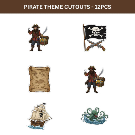 Pirate Theme Birthday Cutouts (6 inches/250 GSM Cardstock/Mixcolour/12Pcs)
