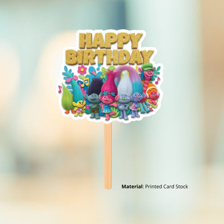 Trolls Birthday Cake Topper for Kids | Premium 300 GSM Cardstock | Cute Cartoon Party Decoration | Cake Decoration Topper for Birthday Party Supplies