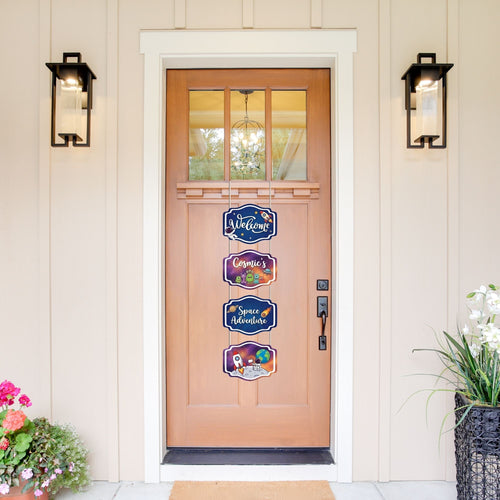 Load image into Gallery viewer, Space Door/Wall Hanging Dangler- (42 Inches/250 GSM Cardstock/Purple &amp; Blue/6Pcs)
