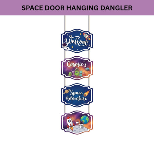 Load image into Gallery viewer, Space Door/Wall Hanging Dangler- (42 Inches/250 GSM Cardstock/Purple &amp; Blue/6Pcs)
