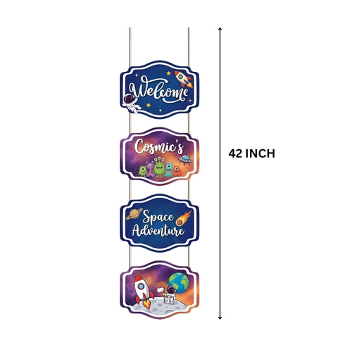 Load image into Gallery viewer, Space Door/Wall Hanging Dangler- (42 Inches/250 GSM Cardstock/Purple &amp; Blue/6Pcs)
