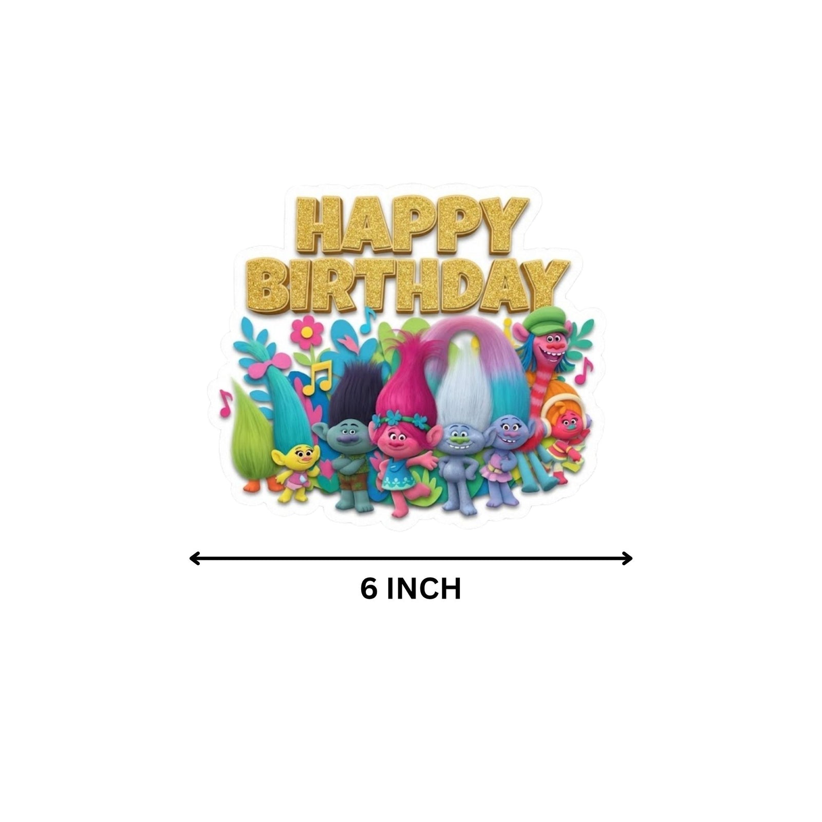 Trolls Birthday Cake Topper for Kids | Premium 300 GSM Cardstock | Cute Cartoon Party Decoration | Cake Decoration Topper for Birthday Party Supplies