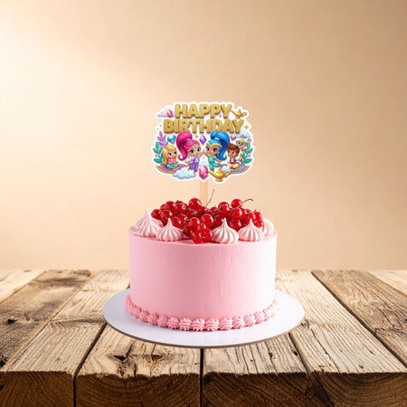 Shimmer And Shine Birthday Cake Topper for Kids | Premium 300 GSM Cardstock | Cute Cartoon Party Decoration | Cake Decoration Topper for Birthday Party Supplies