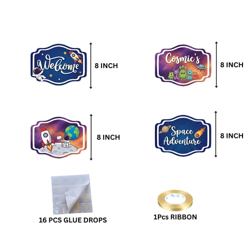 Load image into Gallery viewer, Space Door/Wall Hanging Dangler- (42 Inches/250 GSM Cardstock/Purple &amp; Blue/6Pcs)
