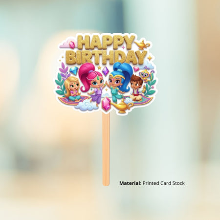 Shimmer And Shine Birthday Cake Topper for Kids | Premium 300 GSM Cardstock | Cute Cartoon Party Decoration | Cake Decoration Topper for Birthday Party Supplies