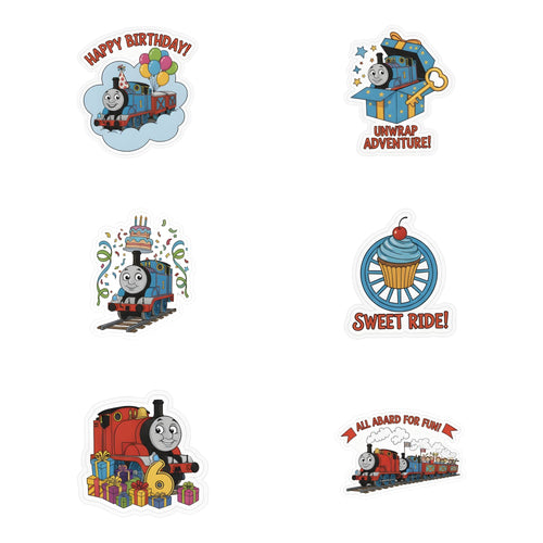 Load image into Gallery viewer, Thomas Train Theme Birthday Cutouts (6 inches/250 GSM Cardstock/Mixcolour/12Pcs)
