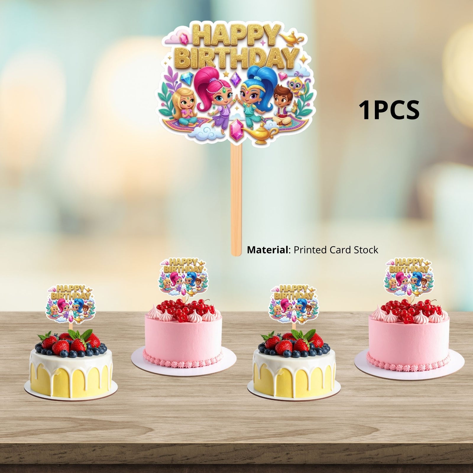 Shimmer And Shine Birthday Cake Topper for Kids | Premium 300 GSM Cardstock | Cute Cartoon Party Decoration | Cake Decoration Topper for Birthday Party Supplies
