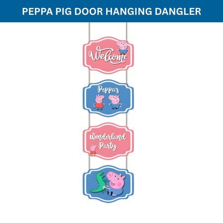 Peppa Pig Door/Wall Hanging Dangler- (42 Inches/250 GSM Cardstock/Pink & Blue/6Pcs)