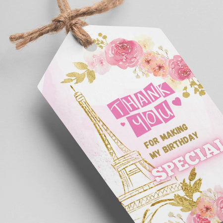 Paris Theme Thank You Cards & Return Gift Tags - 30Pcs, 2x3.5, 250 GSM Cardstock, Green & Black (Paris)