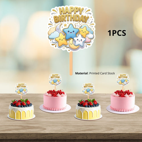 Load image into Gallery viewer, Twinkle Twinkle Little Star Birthday Cake Topper for Kids | Premium 300 GSM Cardstock | Cute Cartoon Party Decoration | Cake Decoration Topper for Birthday Party Supplies
