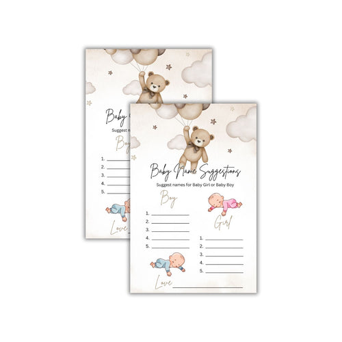 Load image into Gallery viewer, Baby Shower Games Card Pack - 18 High-Quality 300gsm Cards for Fun &amp; Exciting Celebration(Baby Name Suggestions)
