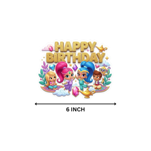 Load image into Gallery viewer, Shimmer And Shine Birthday Cake Topper for Kids | Premium 300 GSM Cardstock | Cute Cartoon Party Decoration | Cake Decoration Topper for Birthday Party Supplies
