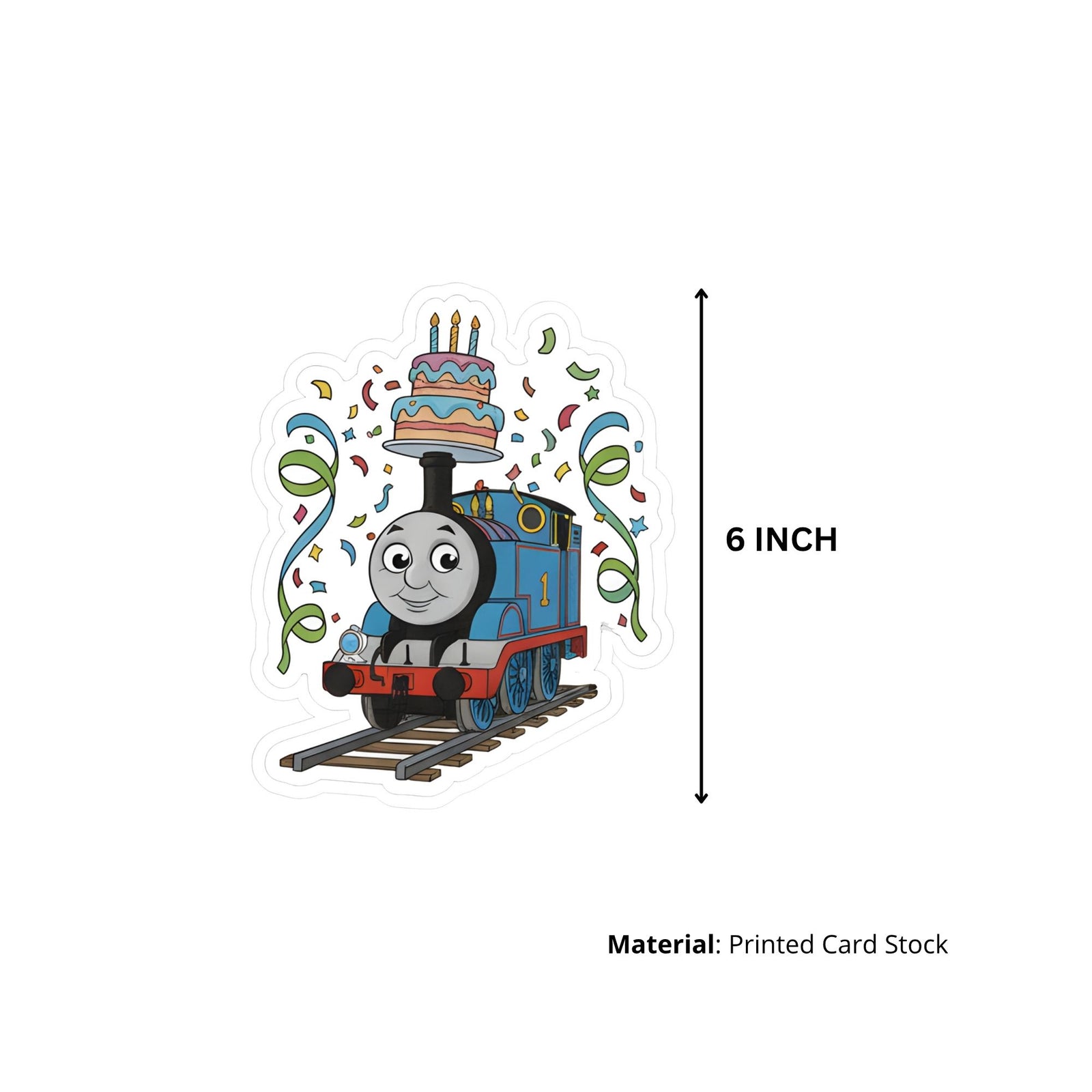 Thomas Train Theme Birthday Cutouts (6 inches/250 GSM Cardstock/Mixcolour/12Pcs)