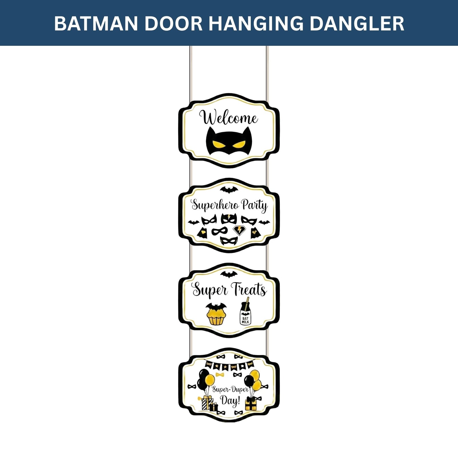Batman Door/Wall Hanging Dangler- (42 Inches/250 GSM Cardstock/Black & White/6Pcs)