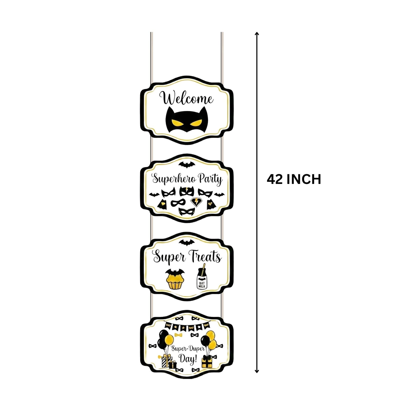 Batman Door/Wall Hanging Dangler- (42 Inches/250 GSM Cardstock/Black & White/6Pcs)