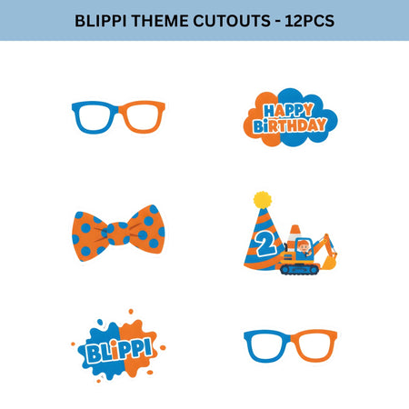 Blippi Theme Birthday Cutouts (6 inches/250 GSM Cardstock/Mixcolour/12Pcs)