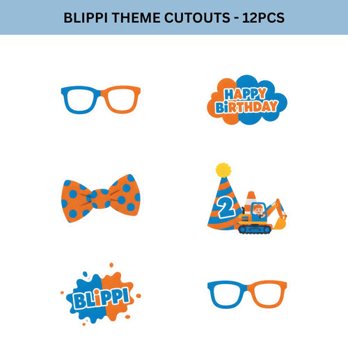 Load image into Gallery viewer, Blippi Theme Birthday Cutouts (6 inches/250 GSM Cardstock/Mixcolour/12Pcs)
