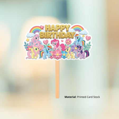 Little Pony Birthday Cake Topper for Kids | Premium 300 GSM Cardstock | Cute Cartoon Party Decoration | Cake Decoration Topper for Birthday Party Supplies