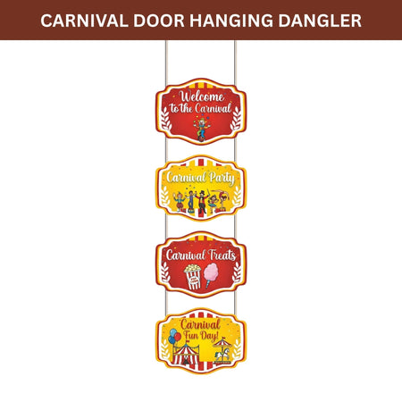 Carnival Door/Wall Hanging Dangler- (42 Inches/250 GSM Cardstock/Red & Yellow/6Pcs)