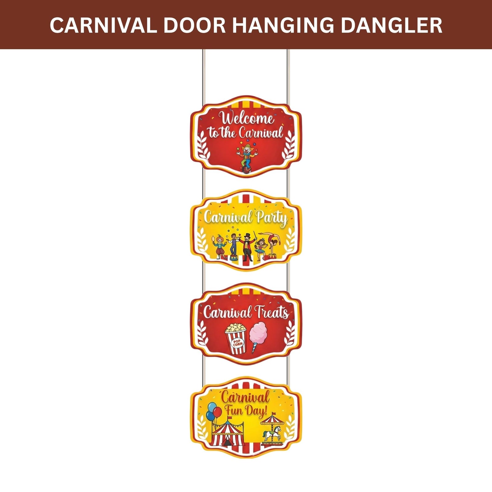 Carnival Door/Wall Hanging Dangler- (42 Inches/250 GSM Cardstock/Red & Yellow/6Pcs)