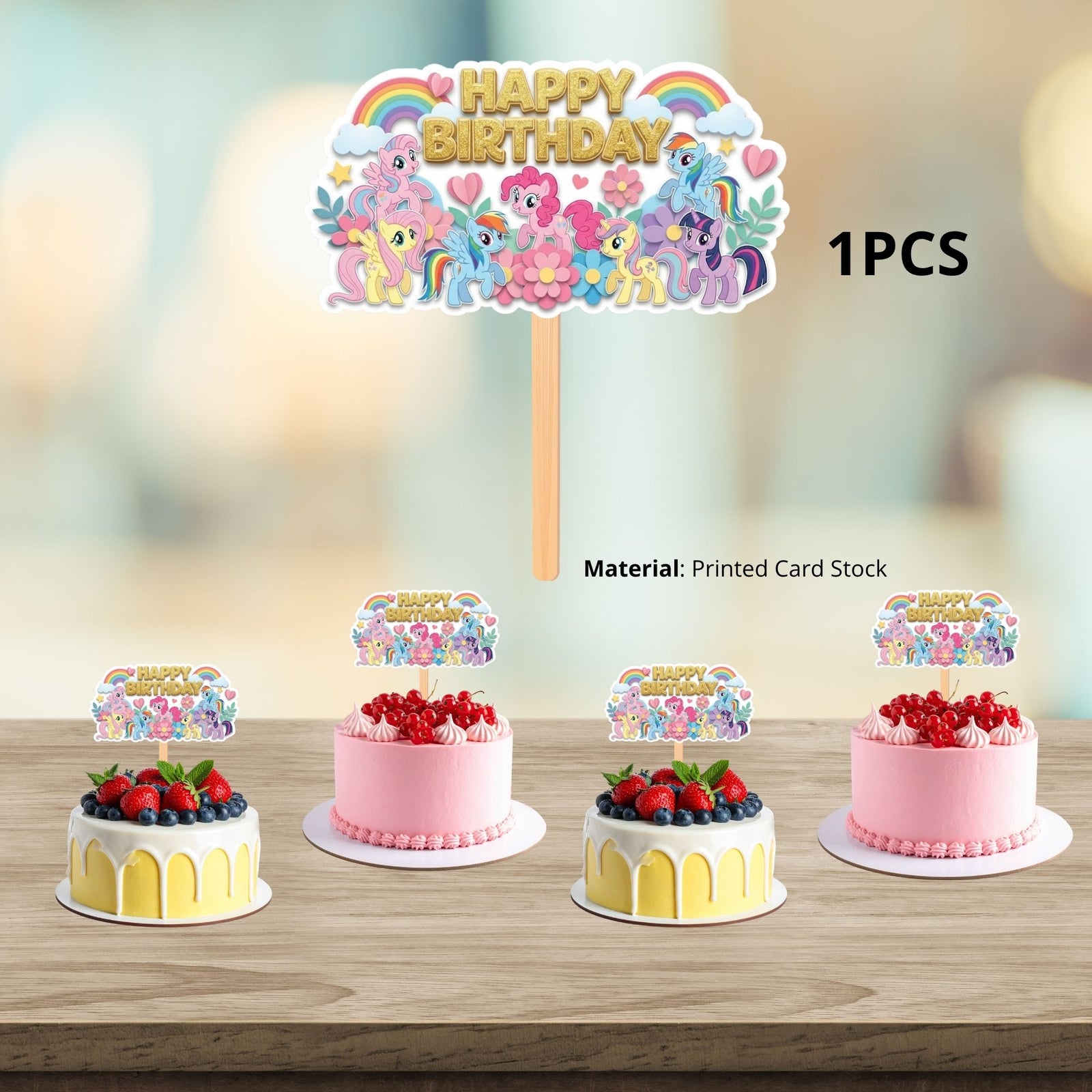Little Pony Birthday Cake Topper for Kids | Premium 300 GSM Cardstock | Cute Cartoon Party Decoration | Cake Decoration Topper for Birthday Party Supplies