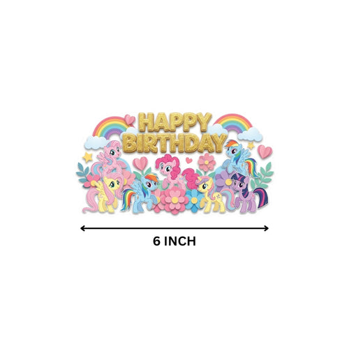 Load image into Gallery viewer, Little Pony Birthday Cake Topper for Kids | Premium 300 GSM Cardstock | Cute Cartoon Party Decoration | Cake Decoration Topper for Birthday Party Supplies
