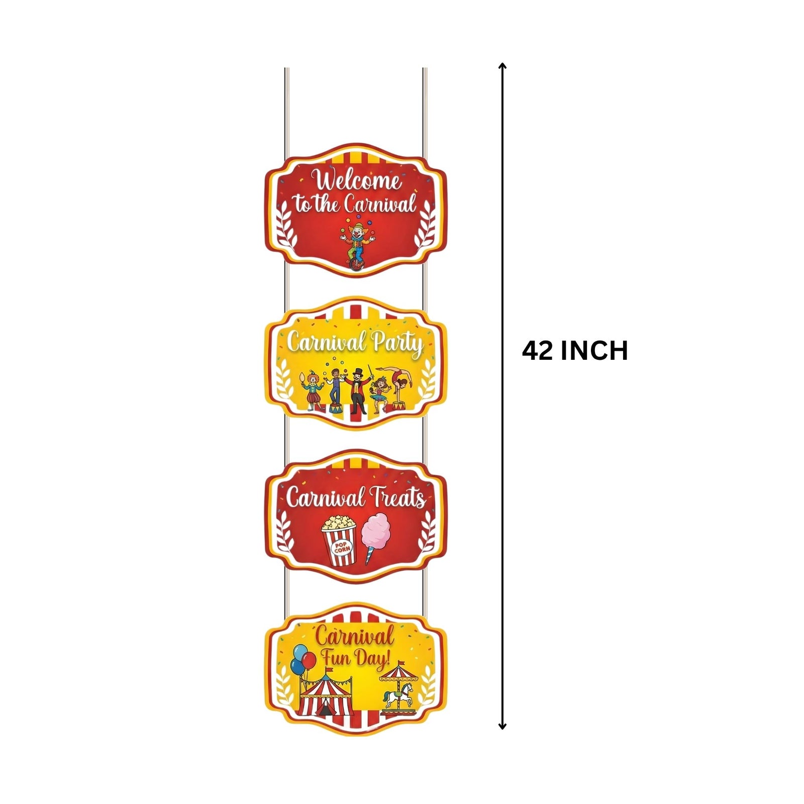 Carnival Door/Wall Hanging Dangler- (42 Inches/250 GSM Cardstock/Red & Yellow/6Pcs)