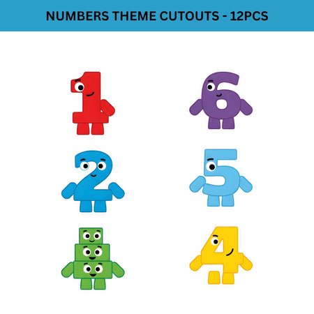 Number Theme Birthday Cutouts (6 inches/250 GSM Cardstock/Mixcolour/12Pcs)